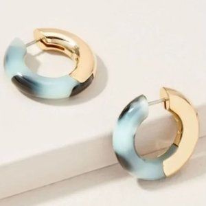 Stella and Dot Casual Acrylic Chubby Hoops - Green/Gold